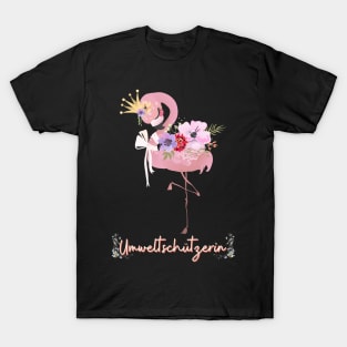 Flamingo Umwelt Schutz Prinzessin Blumen Süß T-Shirt